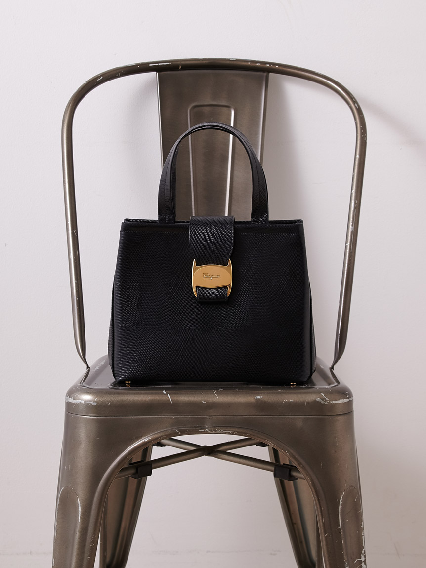 Salvatore Ferragamo ヴァラ型押リザードハンドバッグ