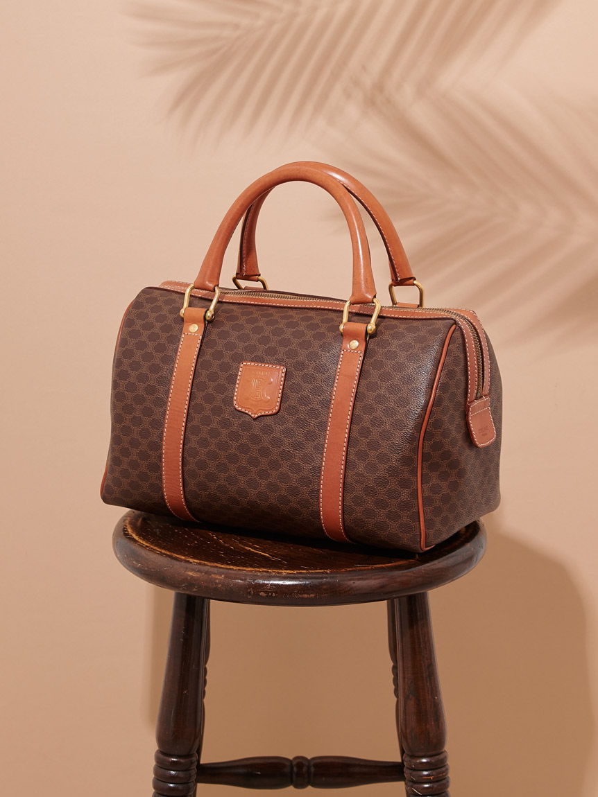 CELINE セリーヌ マカダム ボストンバッグ ブラウン カデナ CELINE セリーヌ ボストンバッグ ミニボストンバッグ レディース