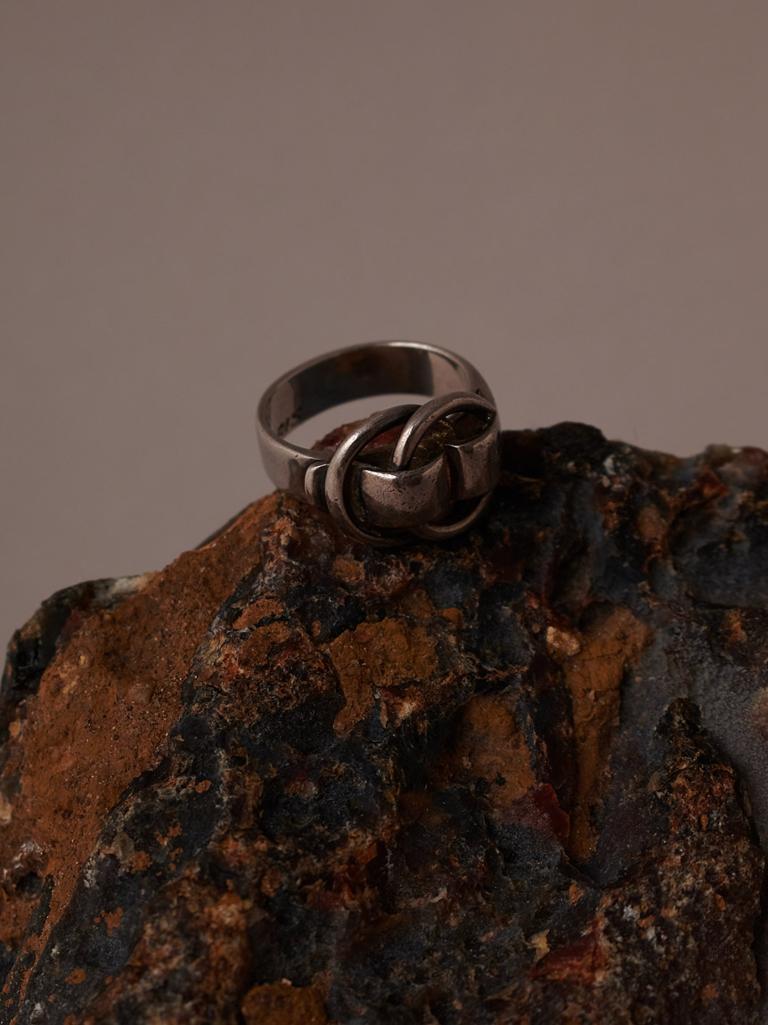 HERMES Wサークルリング SIL925 約12号(ヴィンテージアクセサリー