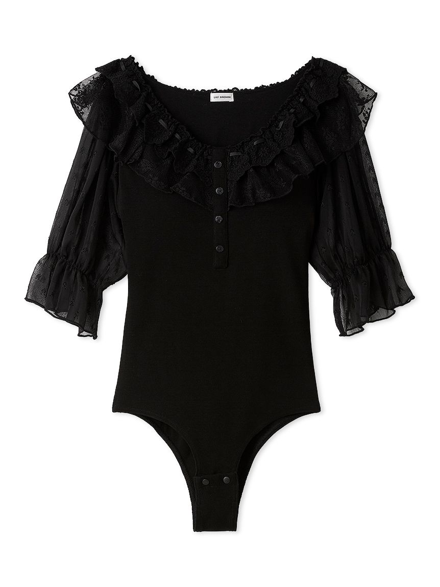 LILY BROWN Lingerie】レーシーパフスリーブボディスーツ(その他