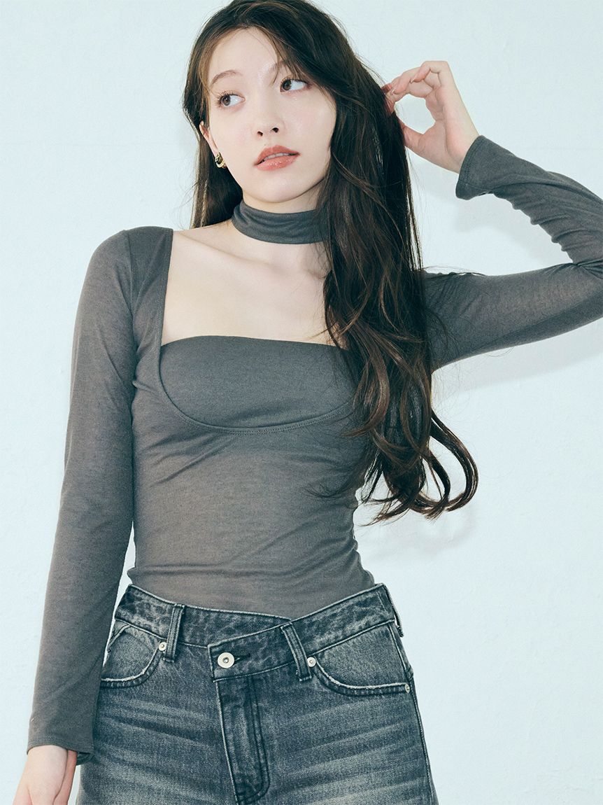 LILY BROWN Lingerie】バンドゥ付き2wayボディスーツ(Tシャツ