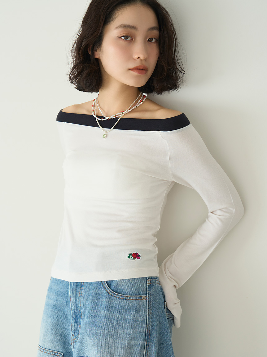 リリー♡オフショルトップス LILY BROWN Lingerie×FRUIT OF THE LOOM】2wayオフショルダートップス