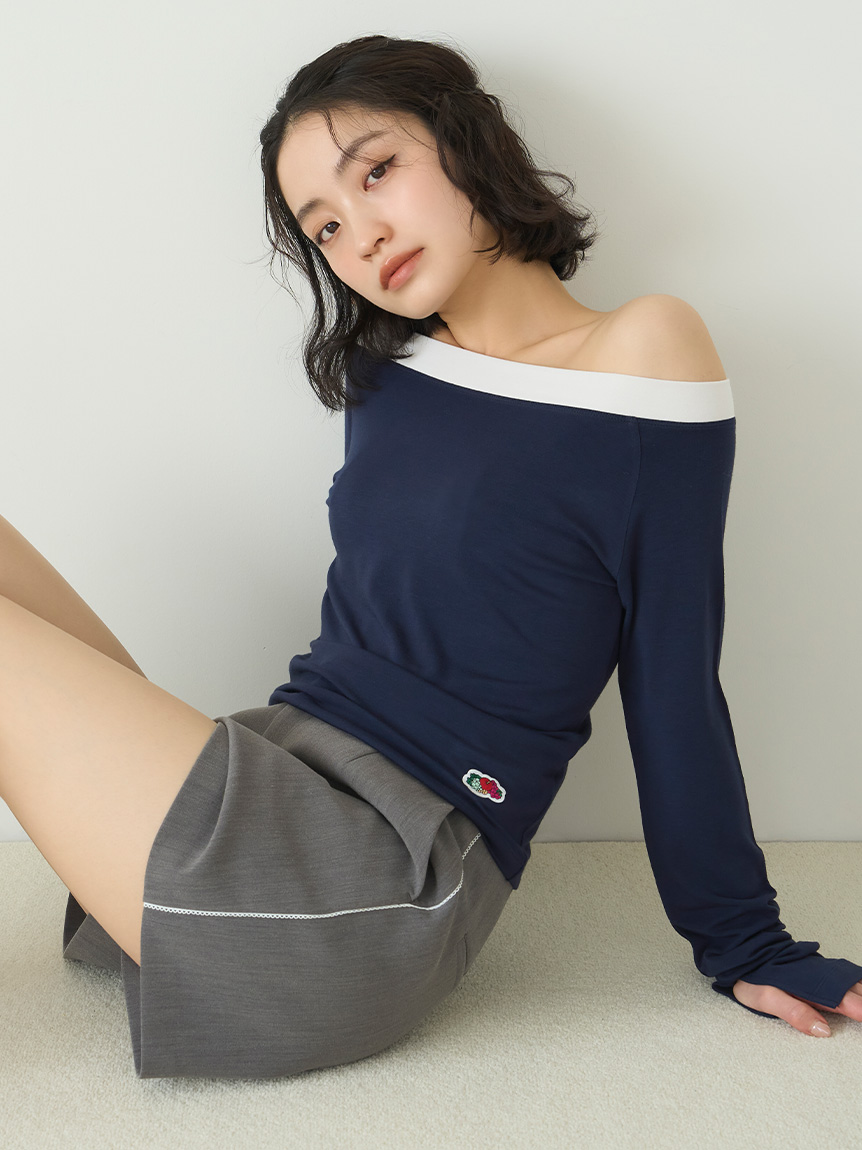 LILY BROWN Lingerie×FRUIT OF THE LOOM】2wayオフショルダートップス