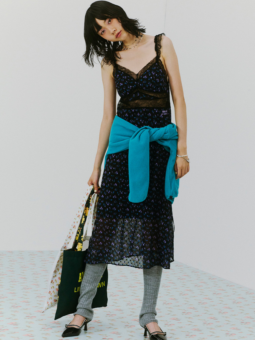 LILY BROWN Lingerie×ANNA SUI】カップ付きキャミワンピース(マキシ