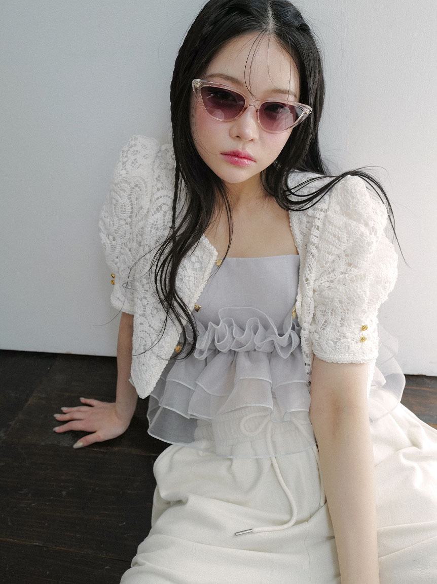 LILY BROWN Lily Brown シャーリングトップス ブラック -靴