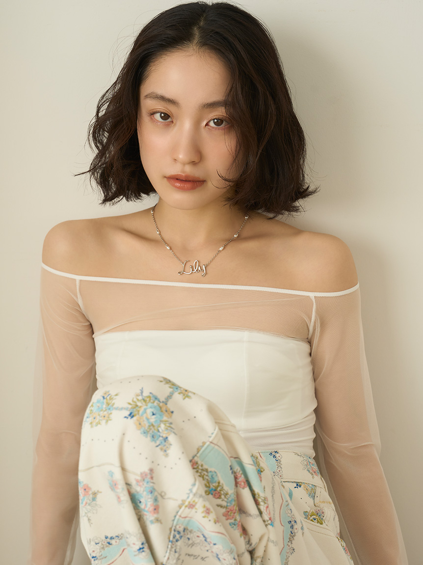 Lilybrownオフショルダートップス LILY BROWN Lingerie】カップインオフショルダーボディ(Tシャツ