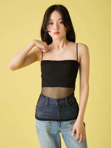 Lily brown  ミックスニットキャミ LILY BROWN（リリーブラウン）の「ミックスフリンジニットキャミ