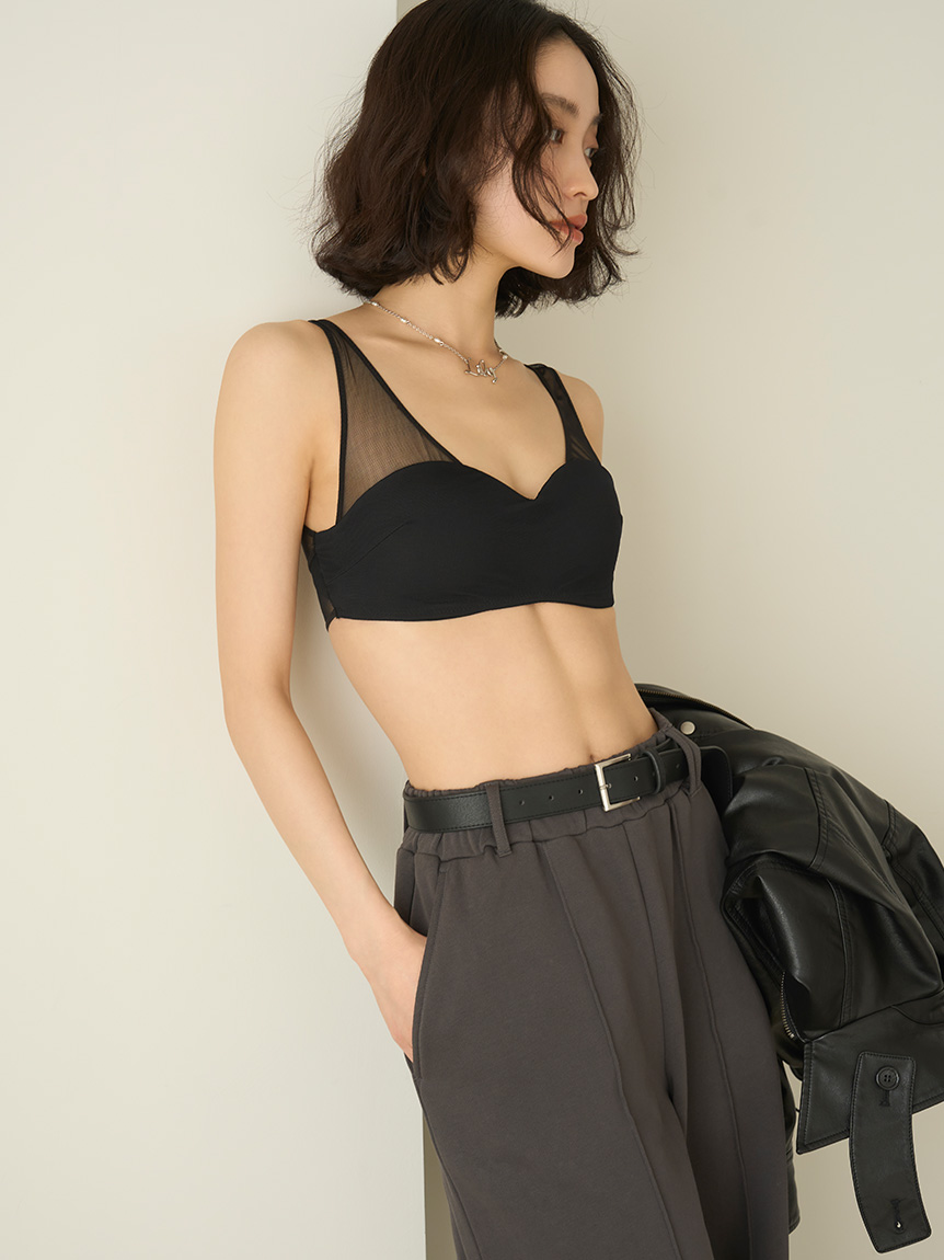 【LILY BROWN Lingerie】シアーファンデノンワイヤー/ハーフトップ