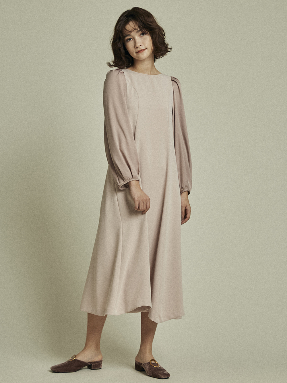 異素材ボリュームワンピース