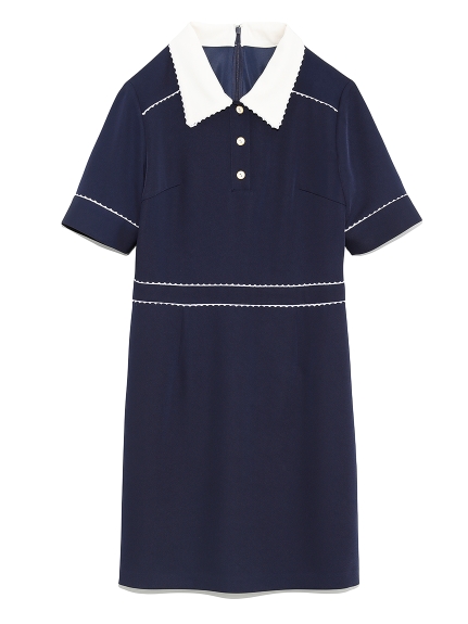 衿付きパイピングミニワンピ