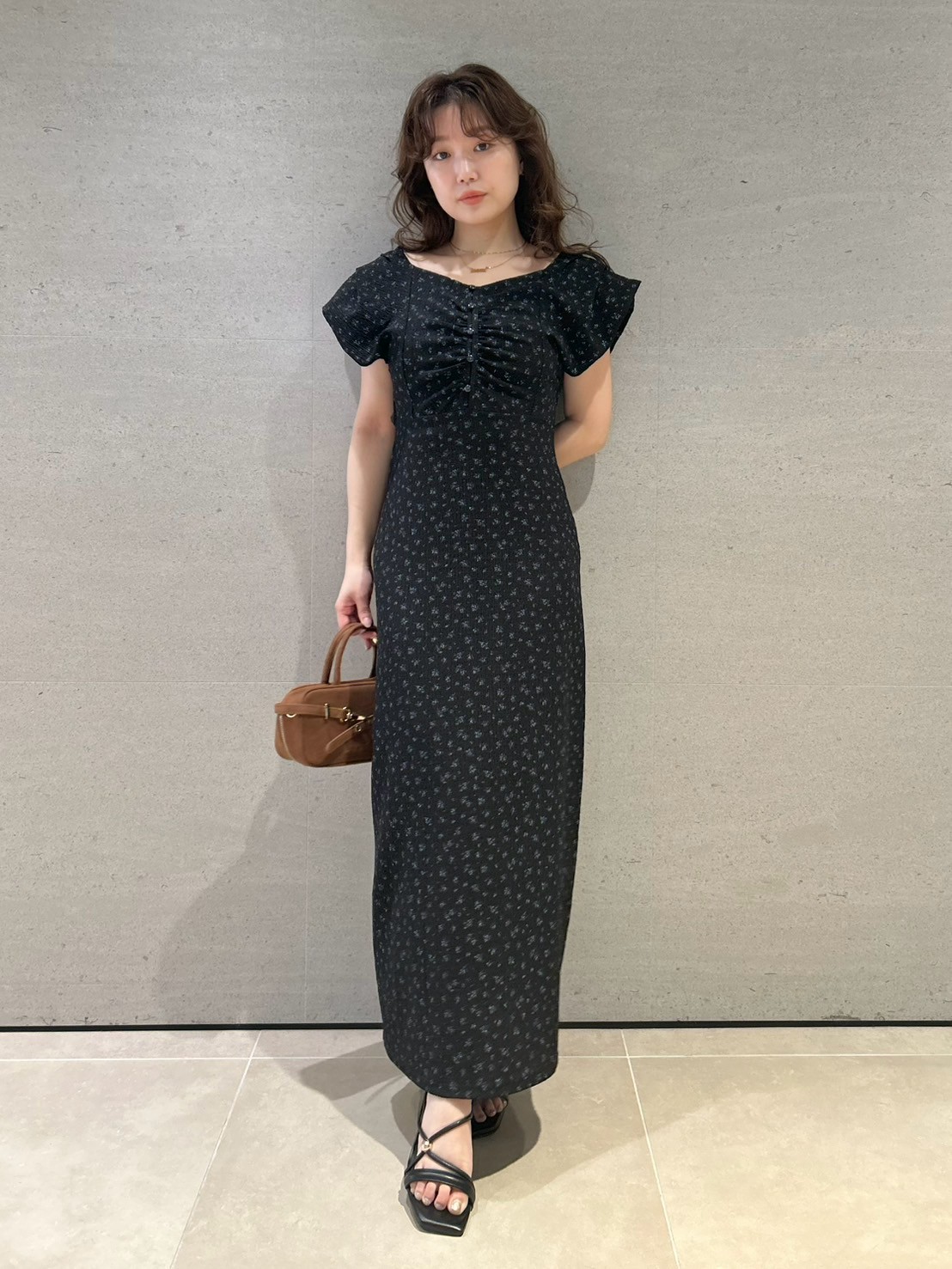 リリーブラウン 黒 ドレス 2wayカットジャガードワンピース(マキシ・ロングワンピース