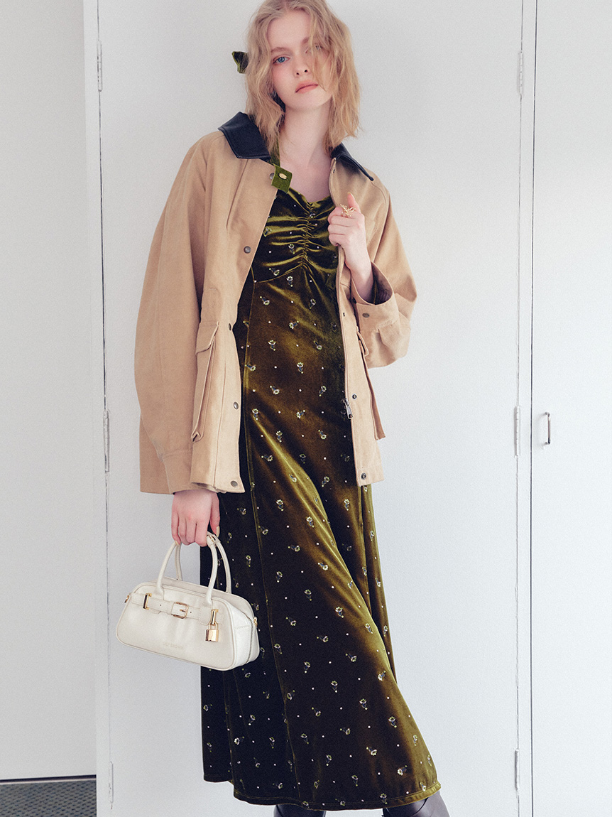 クリーニング済み美品✨ ルネ Rene 23AW ベロアワンピース　グリーン近年 Rene/ルネの中古品・リサイクル品のオンラインショップ