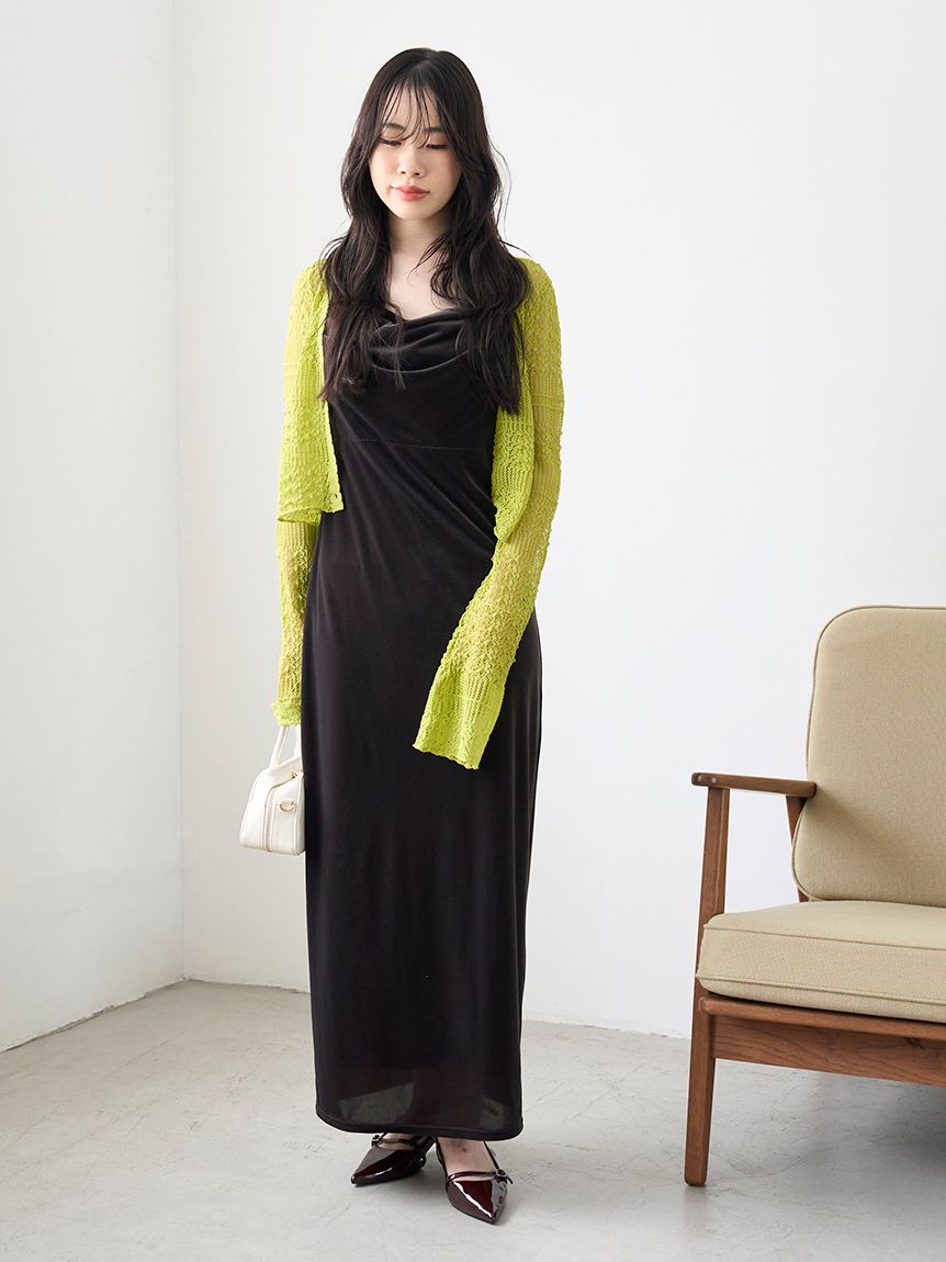 【LILYBROWN】カップインベロアドレープキャミワンピース カップインベロアドレープキャミワンピース(マキシ・ロング