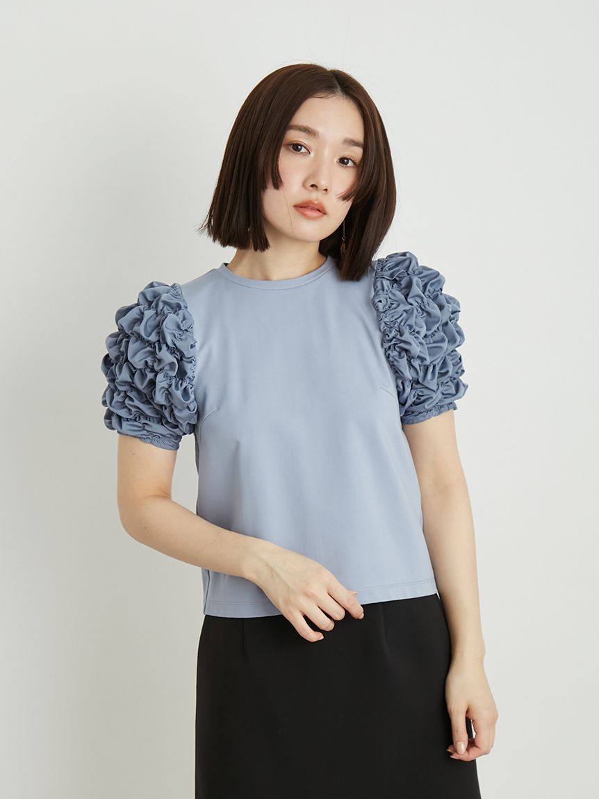 シャーリングスリーブトップス(Tシャツ・カットソー)｜トップス｜LILY 