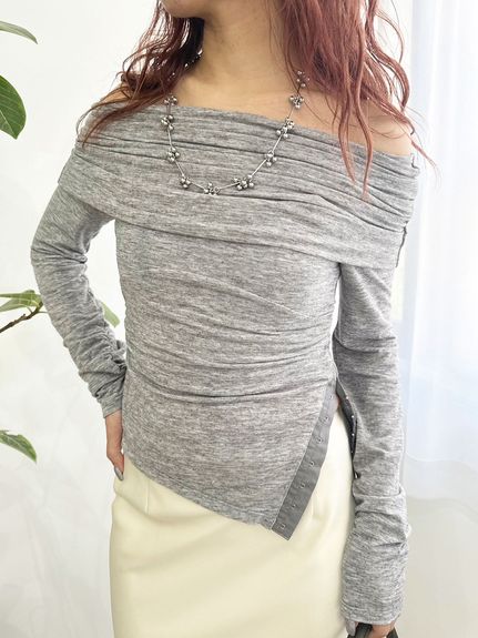 サイドホックオフショルダートップス(Tシャツ・カットソー)｜トップス 