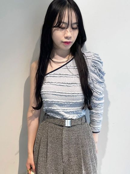Lily Brown◆トップス/one/ポリエステル/IVO/LWNT251059/ ドレープオフショルレーストップス(Tシャツ・カットソー