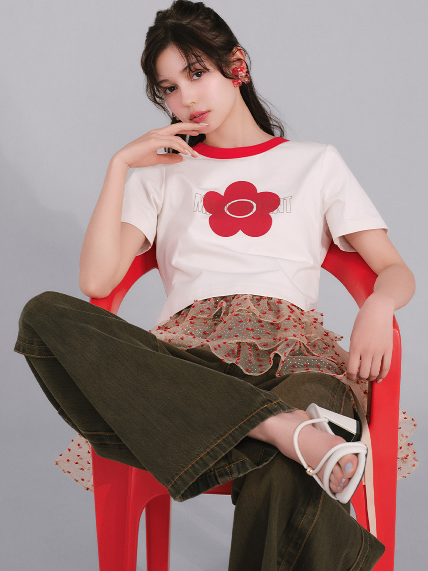 LILY BROWN×MARY QUANT】グリッターロゴリンガーTシャツ(Tシャツ