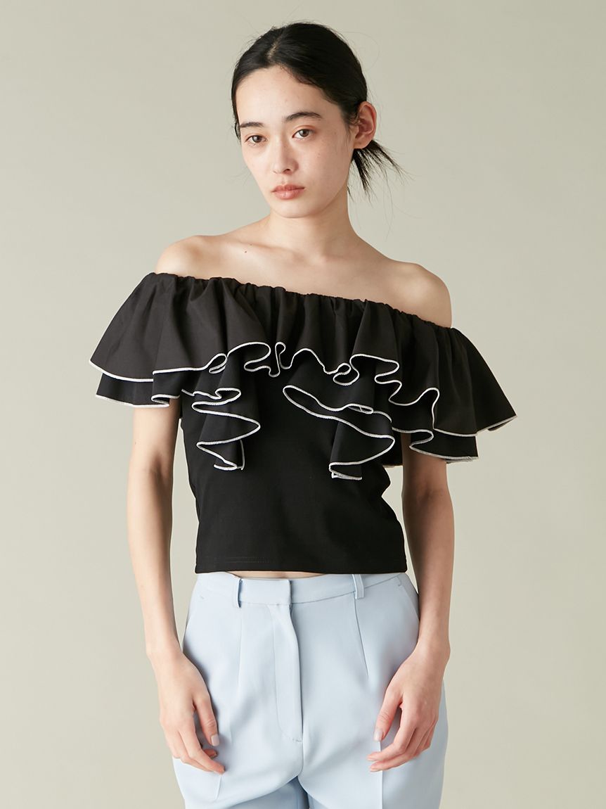 デコルテフリルカットトップス(Tシャツ・カットソー)｜トップス