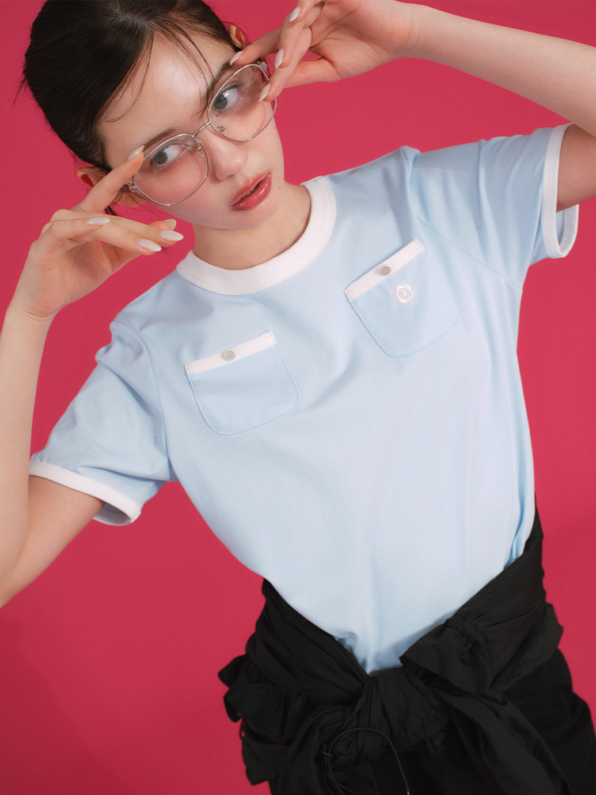 tシャツ 「LILY BROWN×MARY QUANT」ポケットリンガーTシャツ レディース LILY BROWN×MARY QUANT】ポケットリンガーTシャツ(Tシャツ