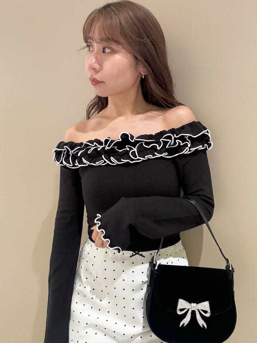 トップス lily オフショルダーメロウフリルトップス(Tシャツ・カットソー)｜トップス