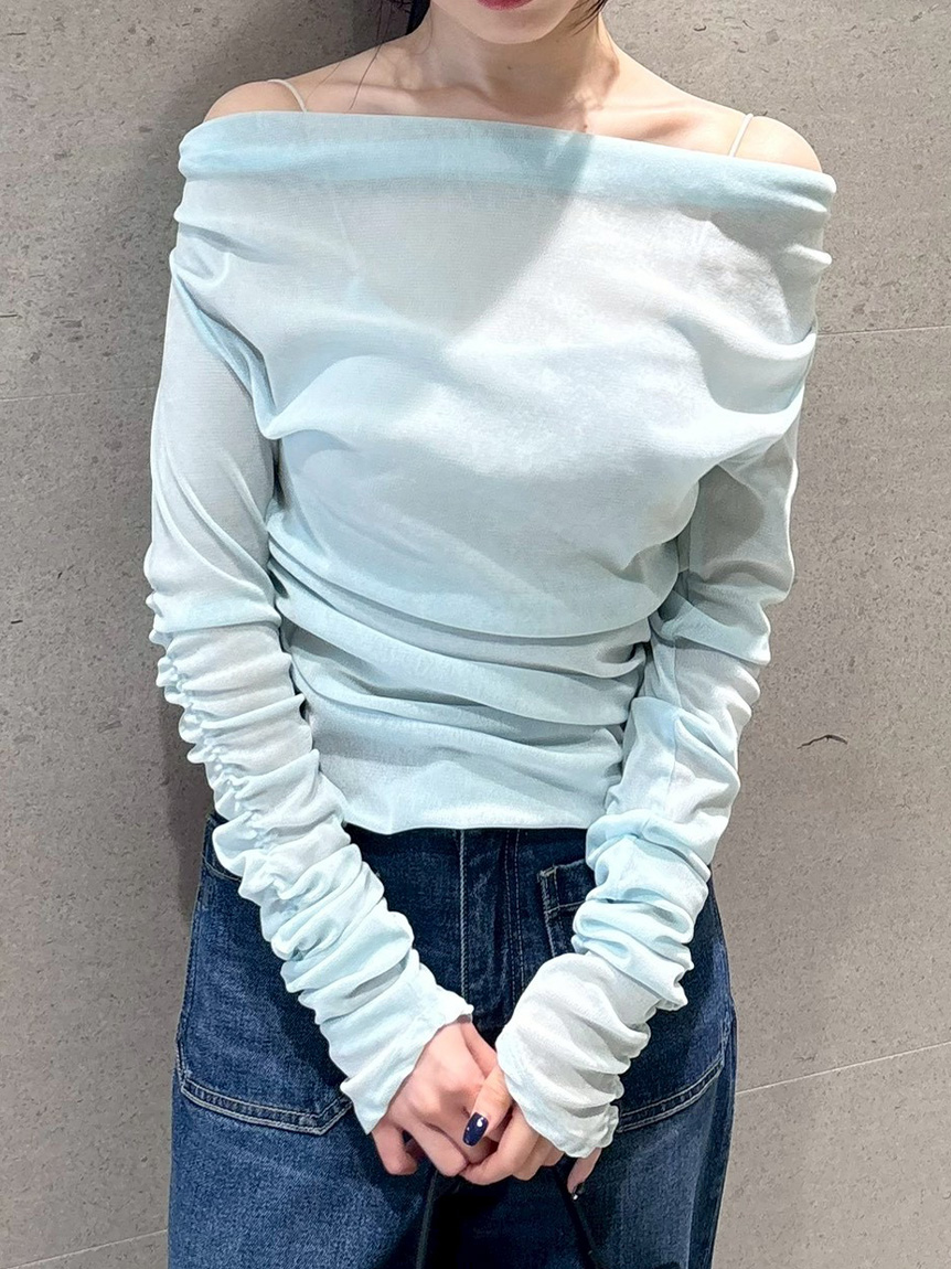 フロッキーベロアドレープトップス(Tシャツ・カットソー)｜トップス