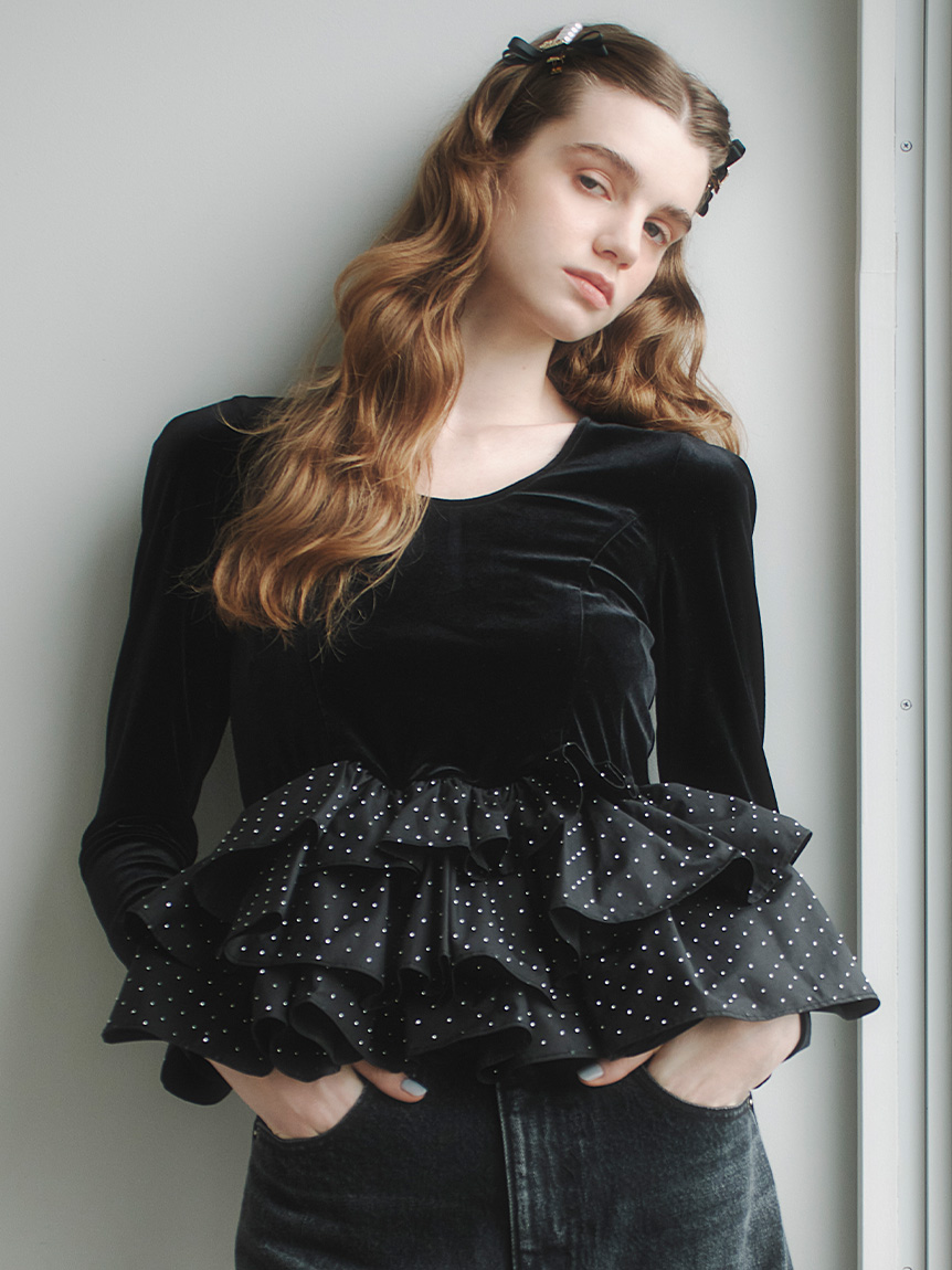 LILY BROWN（リリー ブラウン） ペプラムフリルトップス♥️新品タグ付き✨ LILY BROWN（リリーブラウン） 新作10%OFF トップス 25春夏 シアー