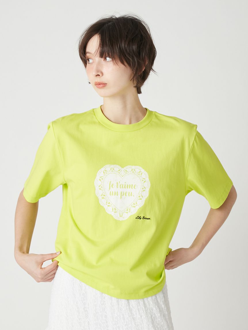 ハートモチーフプリントTシャツ
