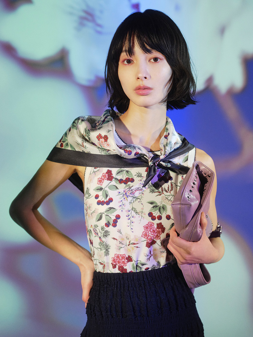 希少未使用★あちゃちゅむ　ナタリーレテ　チュールタンクトップ　刺繍リーフ柄 LILY BROWN×KEITA MARUYAMA】ボタニカルチェリーロゴタンク(タンク