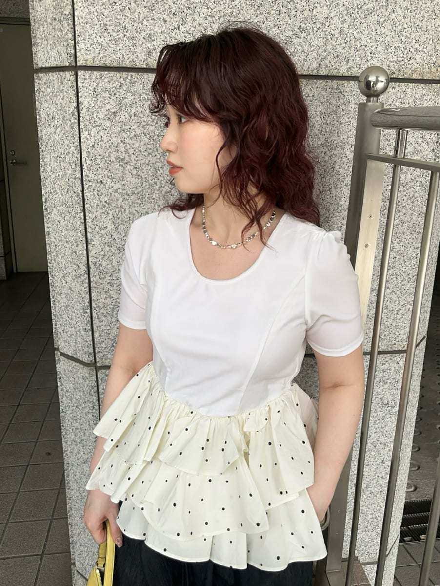 ベロアペプラムフリルトップス(Tシャツ・カットソー)｜トップス｜LILY