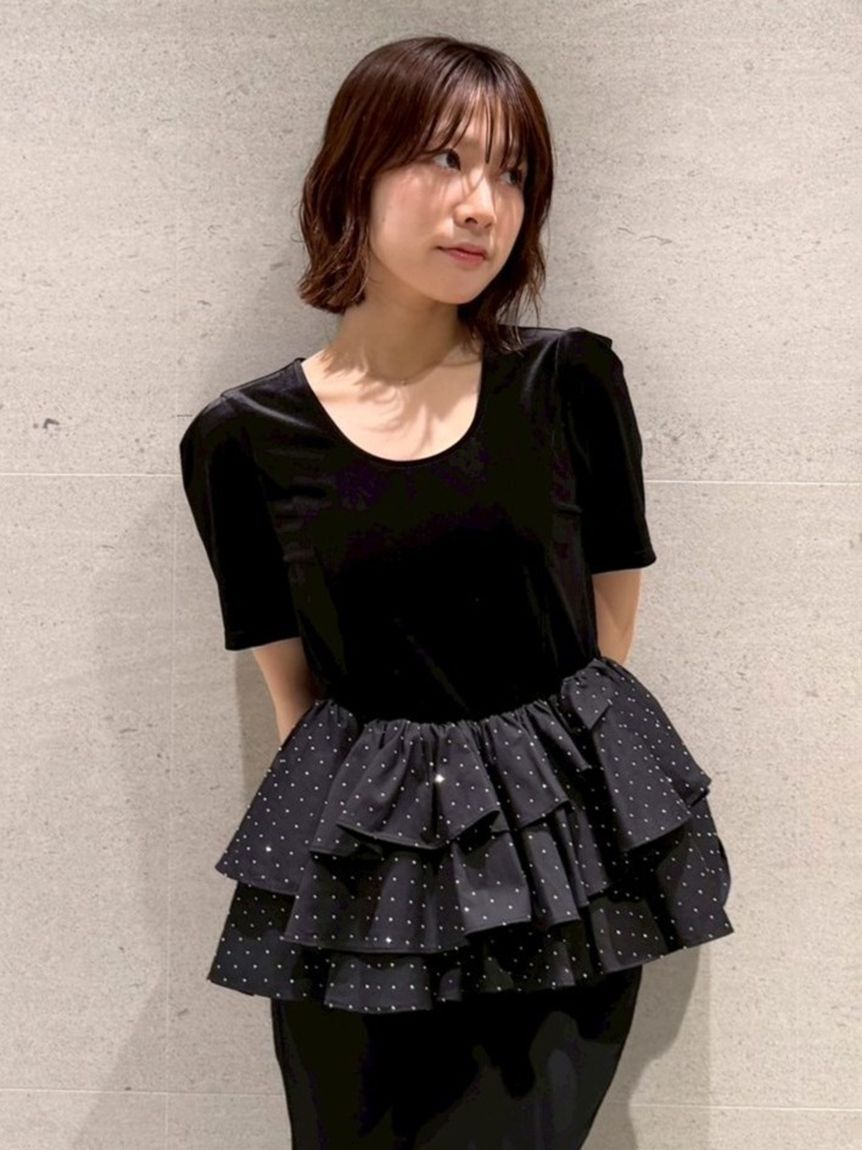 ベロアペプラムフリルトップス(Tシャツ・カットソー)｜トップス｜LILY