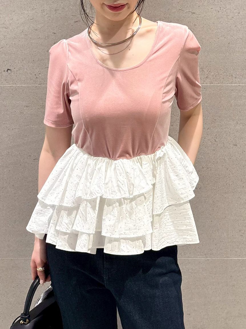 ベロアペプラムフリルトップス(Tシャツ・カットソー)｜トップス｜LILY