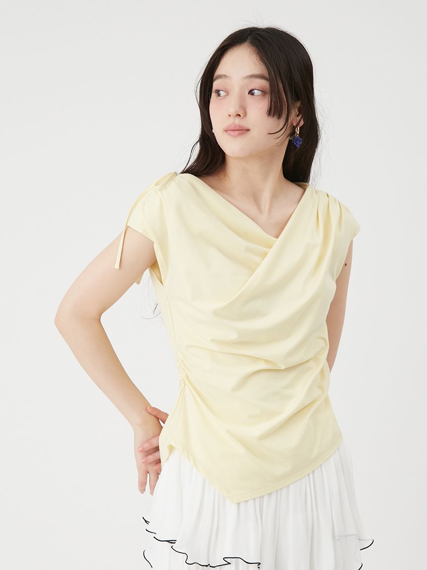 【新品】LYFT リフトTIE DYE NO SLEEVE IVORY Sサイズ クールタッチ3wayドレープトップス(Tシャツ・カットソー)｜トップス