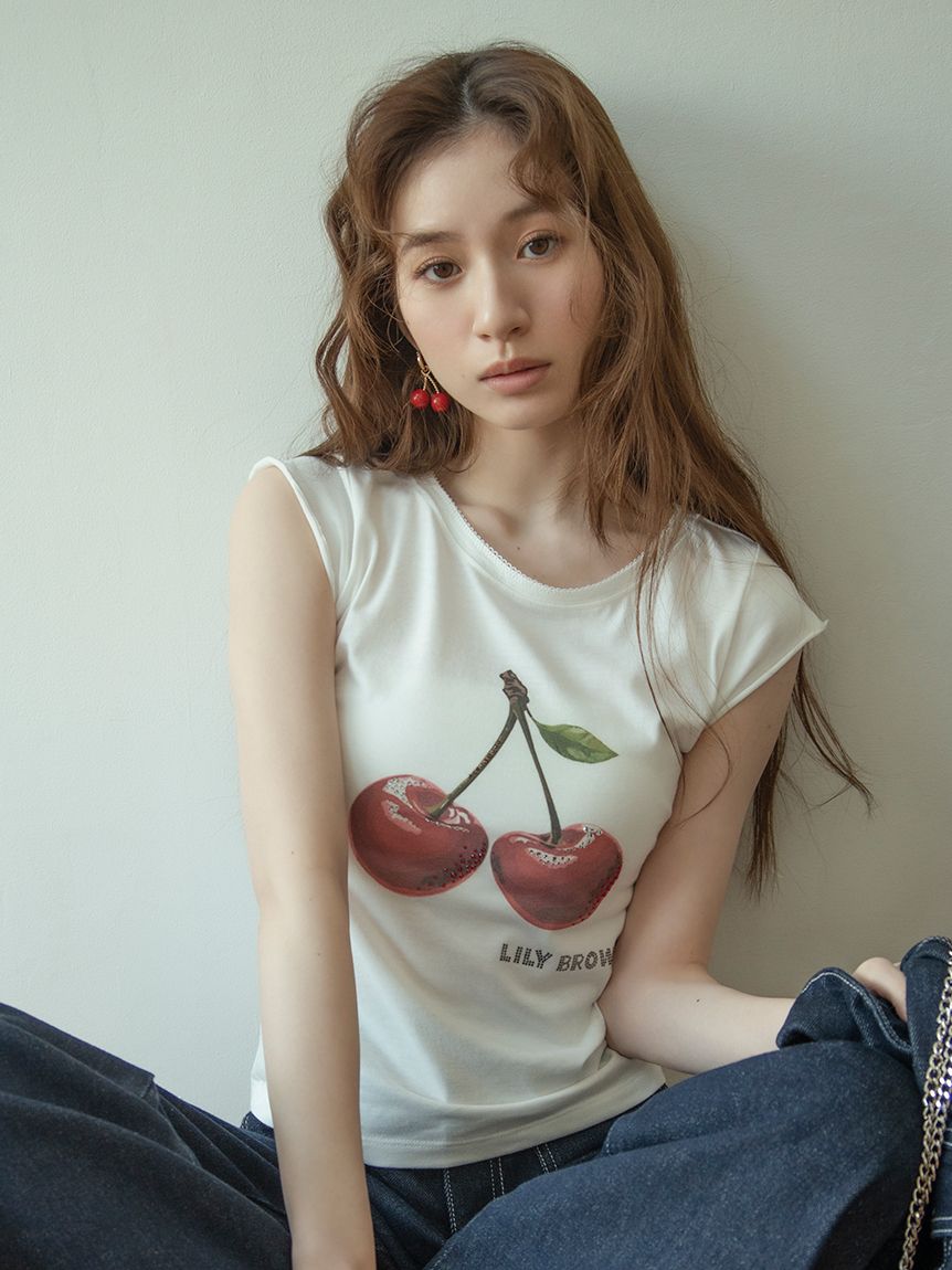 L.B CANDY STOCK]フルーツビジューTシャツ(Tシャツ・カットソー