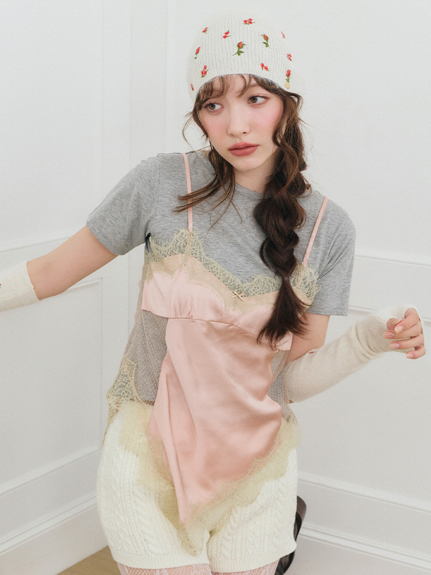 サテンキャミドッキングトップス(Tシャツ・カットソー)｜トップス