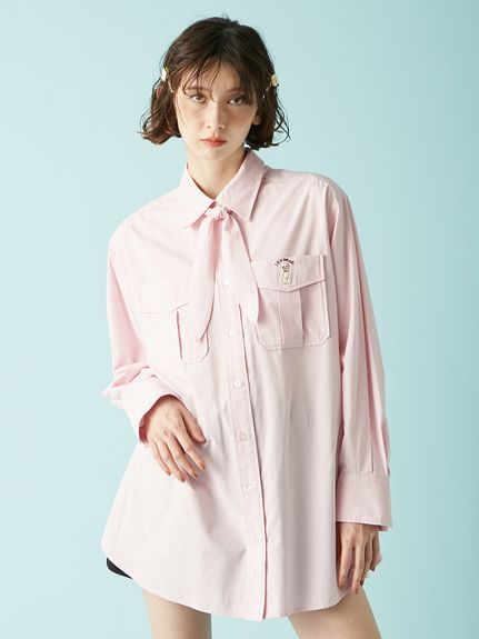 bow.a トップス　リリーブラウス　黒　チュニック シャツ ブラウス レディース チュニック トップス ロングシャツ