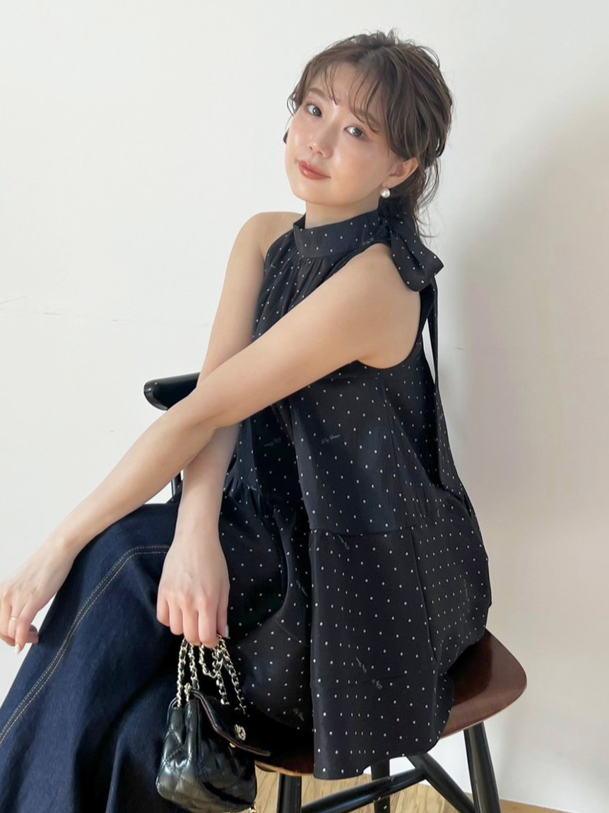 Lily Brown◆長袖ブラウス/one/ポリエステル/BLK/無地/LWFB221112 Lily Brown(リリーブラウン) / オーガンザ2WAYブラウス/one