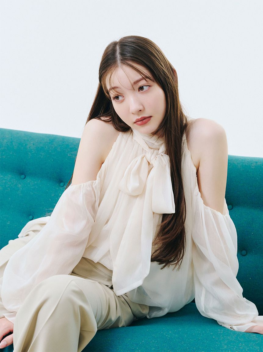Lily Brown◆長袖ブラウス/FREE/ナイロン/WHT/LWFB231024 Lily Brown(リリーブラウン) / 長袖ブラウス/FREE/ナイロン/WHT