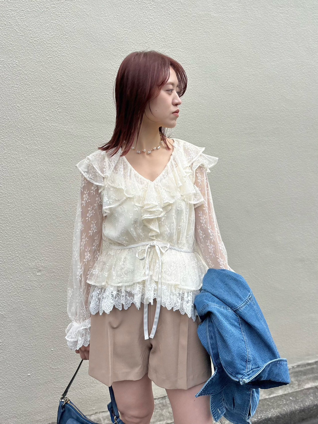 00s 希少 TRALALA 肩リボン&はしごリボンレースアップフリルカットソー 肩あきはしごリボンブラウス - Ank Rouge(アンクルージュ)のシャツ