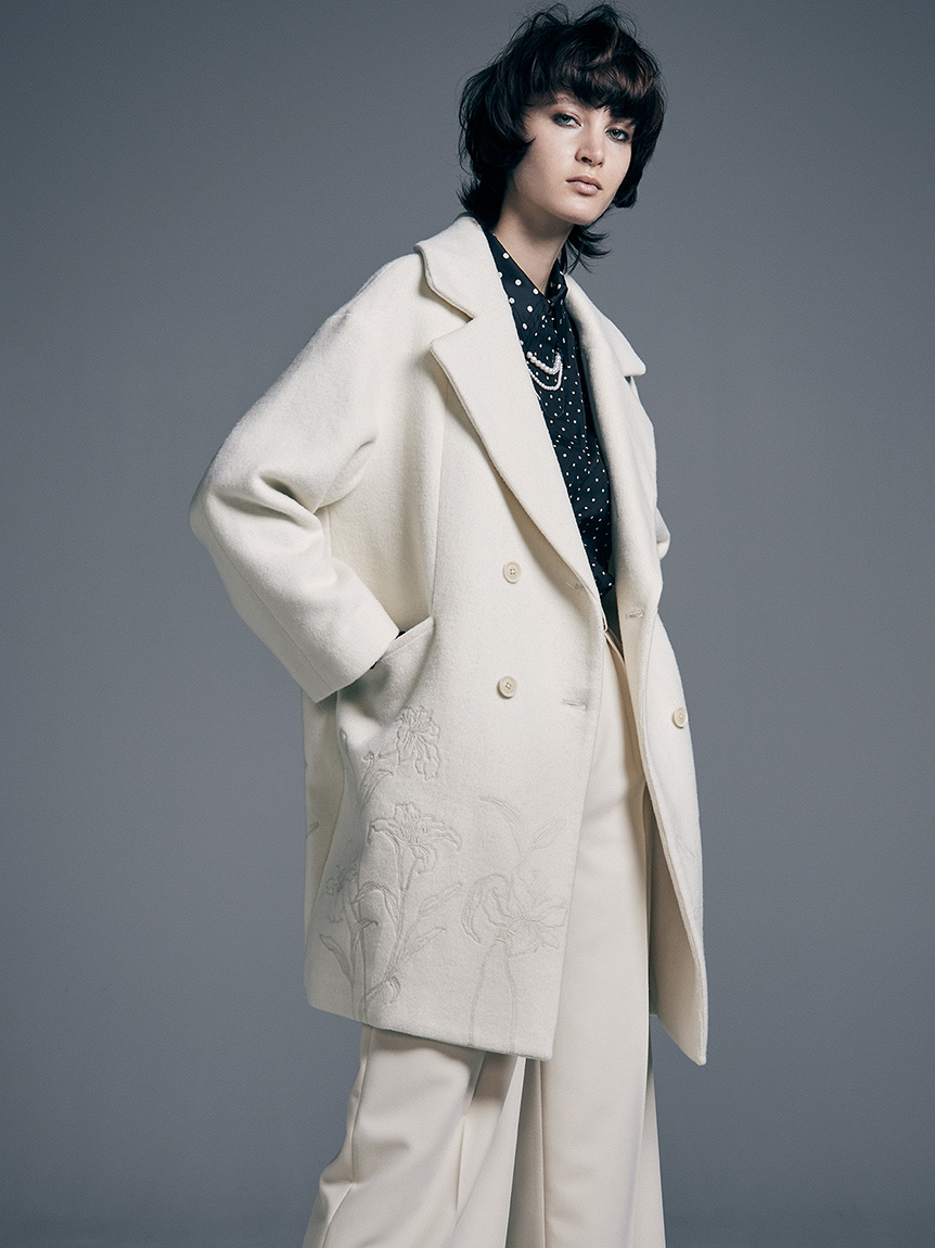 有名な高級ブランド Brown Lily Embroidery リリーブラウン コクーンコート ジャケット アウター