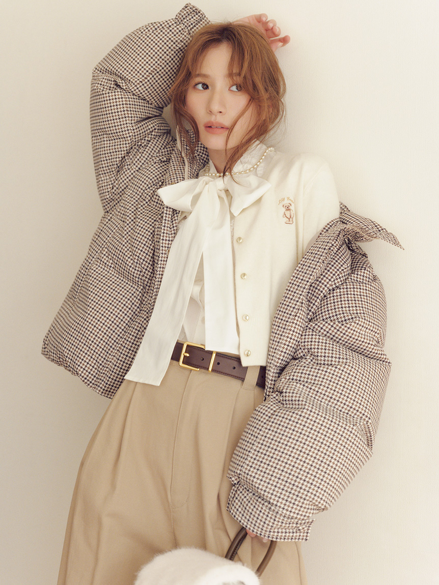 LILYBROWN リリーブラウン Recycleボウタイリボンダウンジャケット LILY BROWN（リリーブラウン）の「ボウタイ付きRecycleダウン