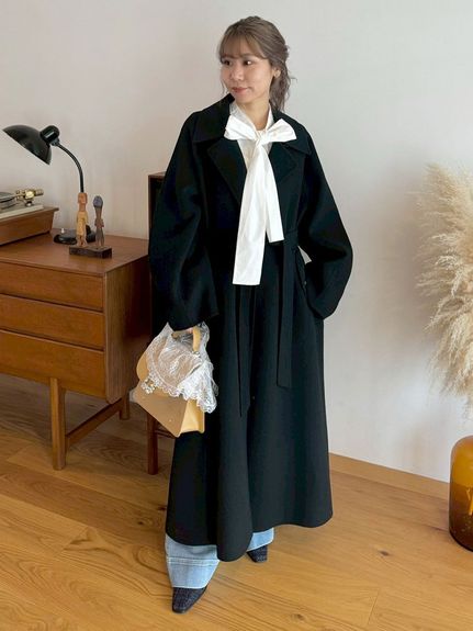 【完売品】リリーブラウン リバー コート イエロー １ ウール 【美品】 リリーブラウン LILY BROWN リバーコート （IVR） -靴