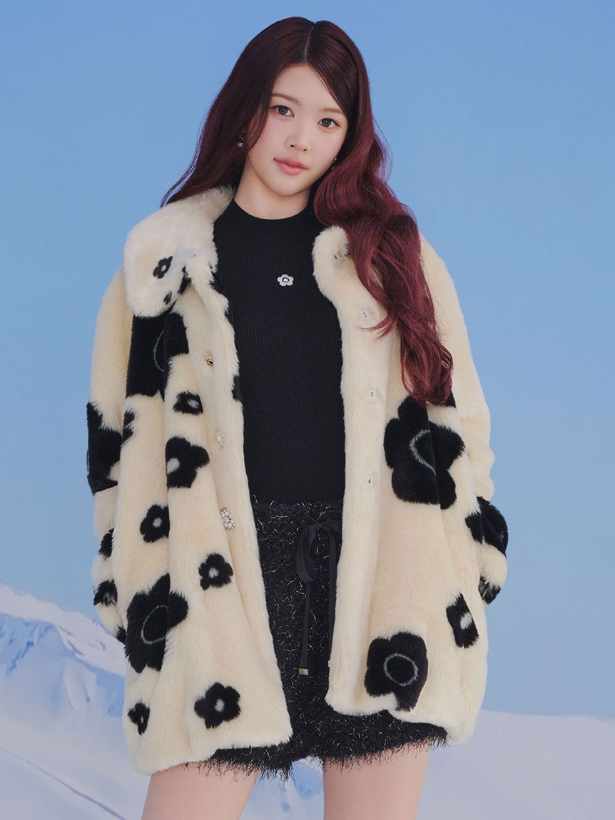 LILY BROWN×MARY QUANT】デイジービジュー釦ファーコート