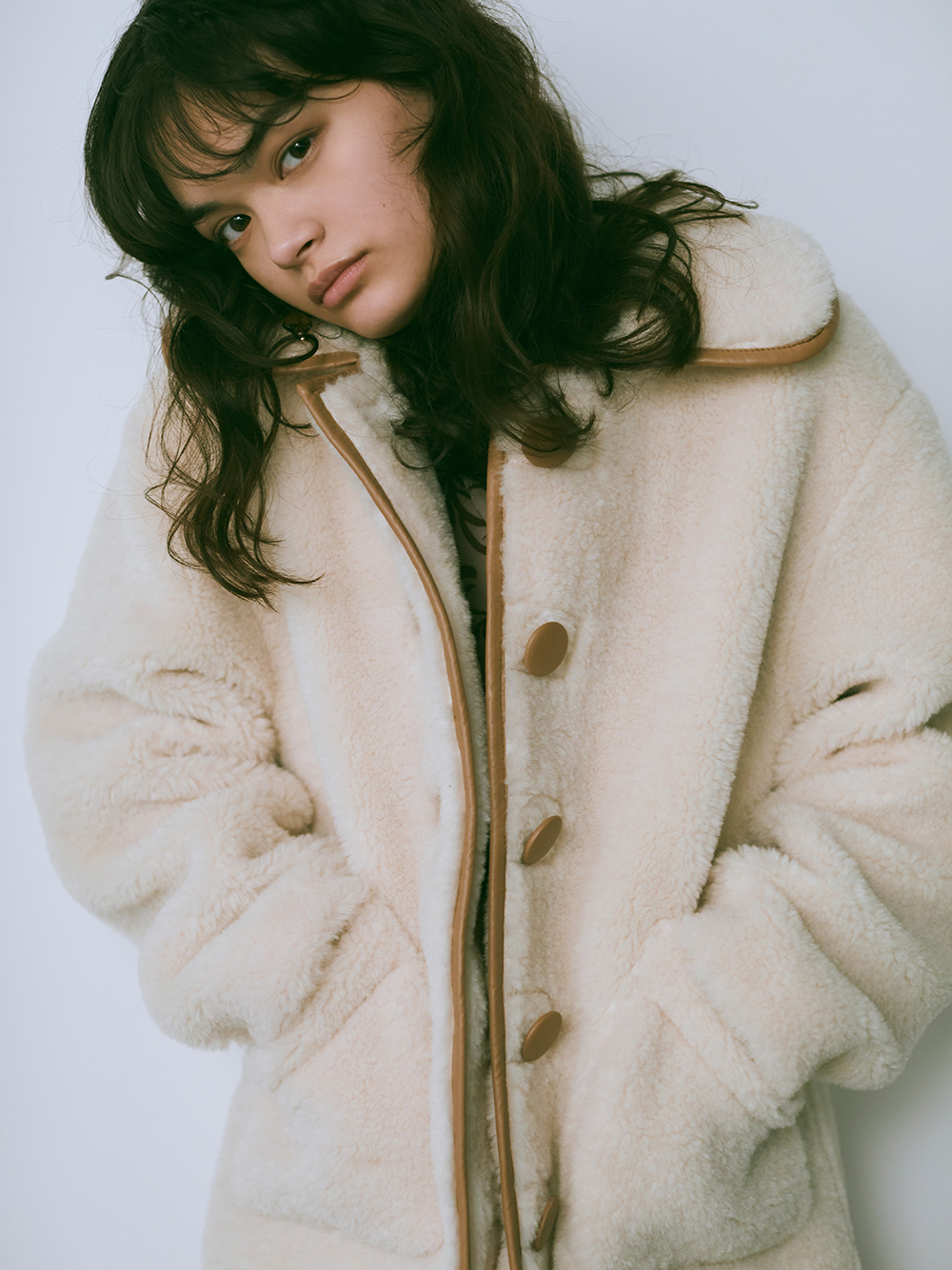 合皮パイピングボアジャケット