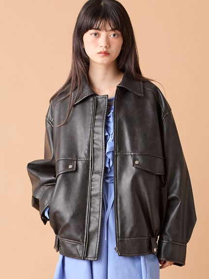 LILY BROWN（リリーブラウン）の「ショート丈レザーブルゾン