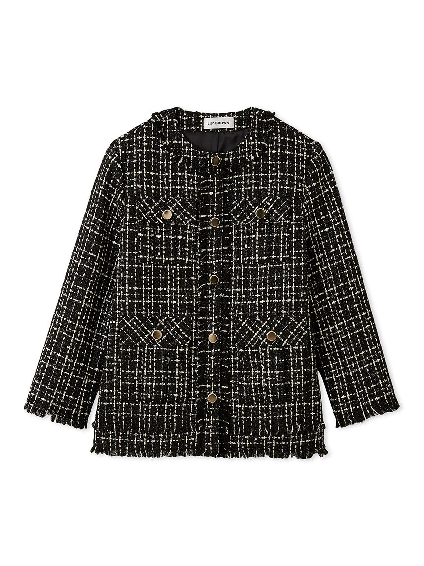 リリーブラウン ツイードジャケット ノーカラーツイードジャケット(ジャケット)|アウター|LILY