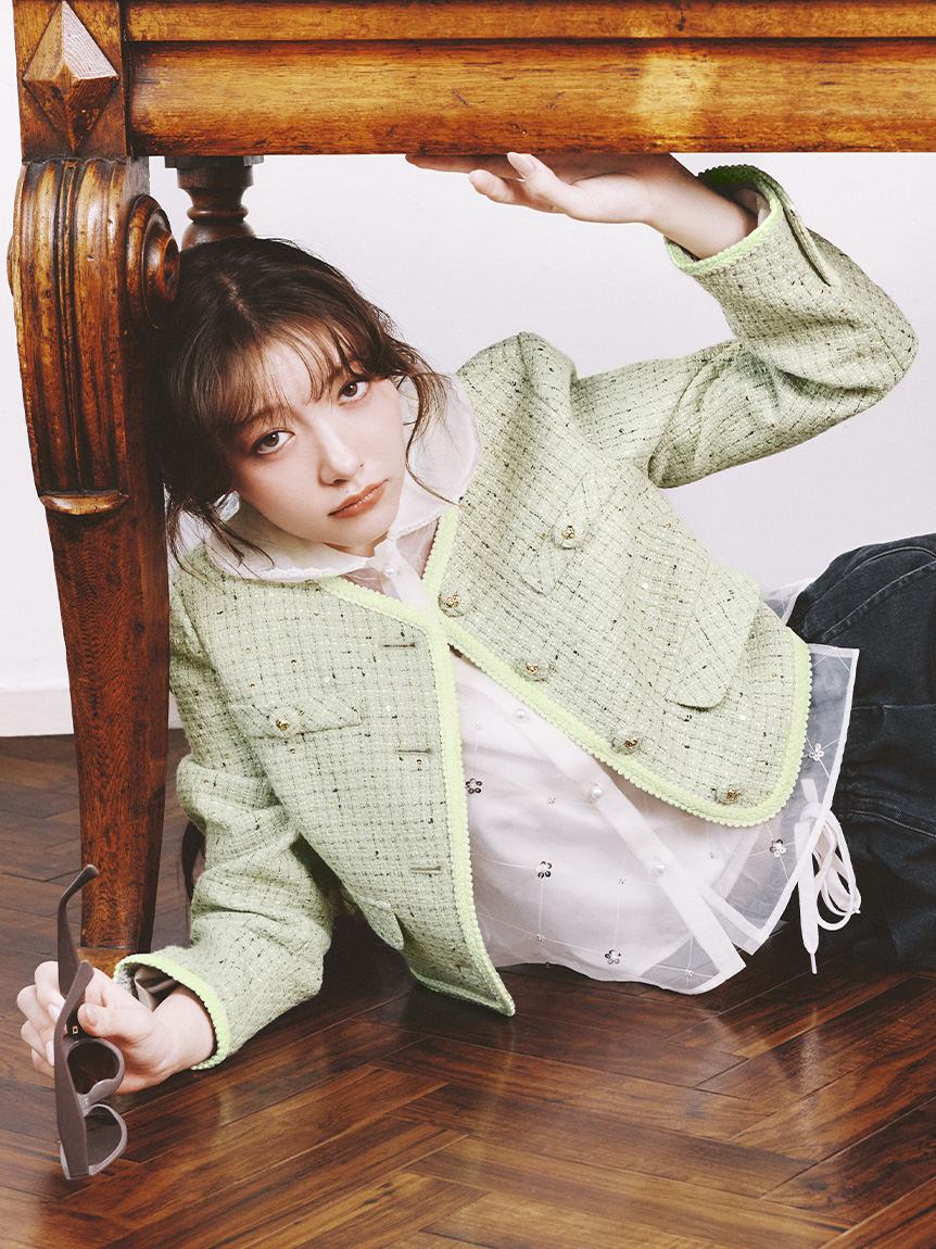 値下げ　新品未使用　LILY BROWN ツイードジャケット ノーカラーツイードジャケット(ジャケット)｜アウター｜LILY BROWN