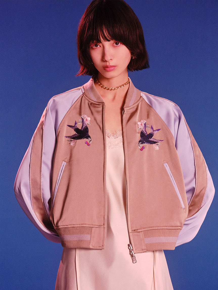 【LILY BROWN×KEITA MARUYAMA】yozakuraスカジャン(サテンリバーシブル)