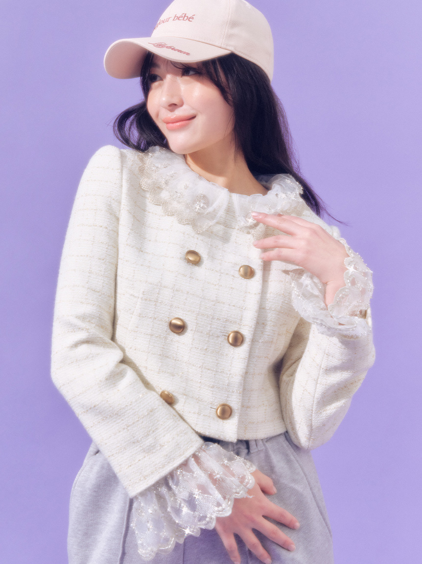 WEB限定カラー】[L.B CANDY STOCK]スカラップビジューアタッチド