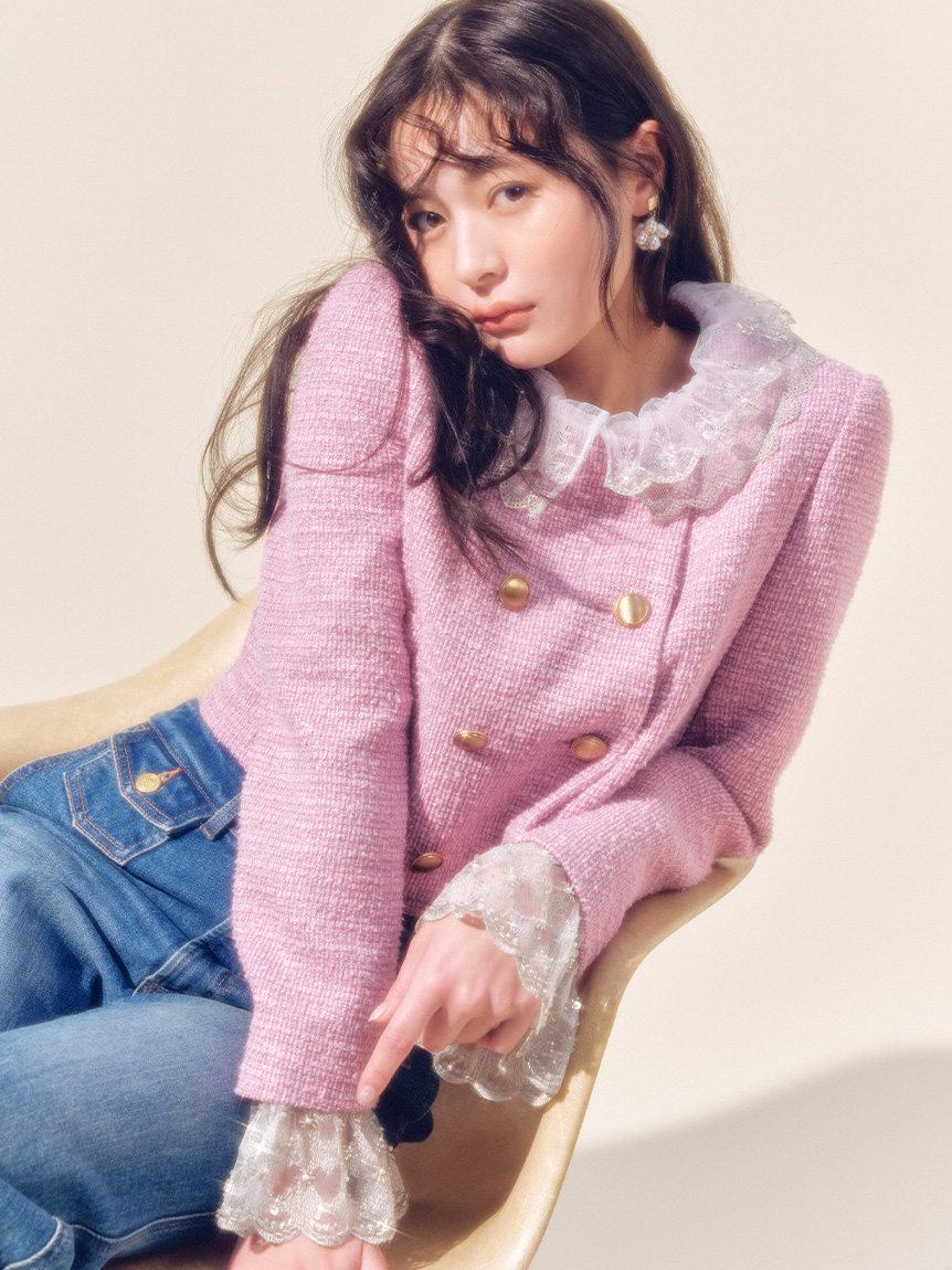 WEB限定カラー】[L.B CANDY STOCK]スカラップビジューアタッチド