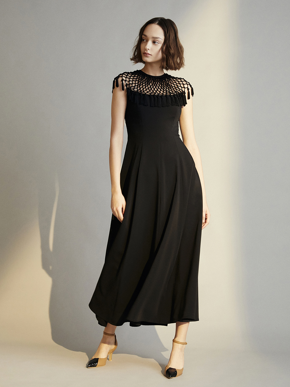 マクラメロングドレス